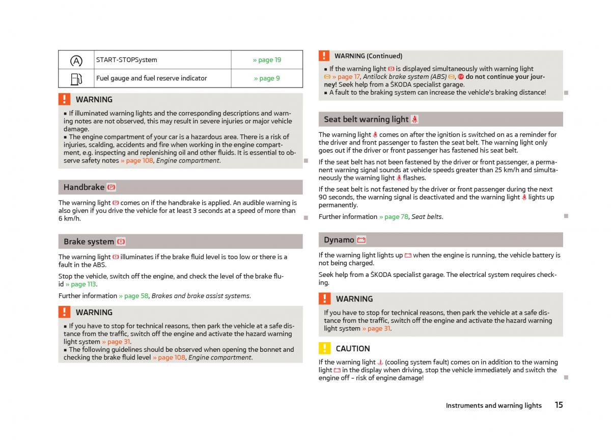 Skoda Citigo owners manual / page 17