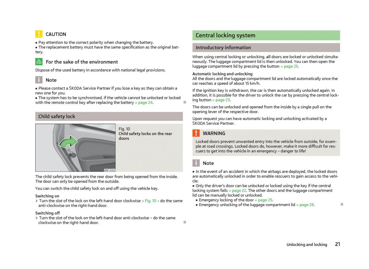 Skoda Citigo owners manual / page 23