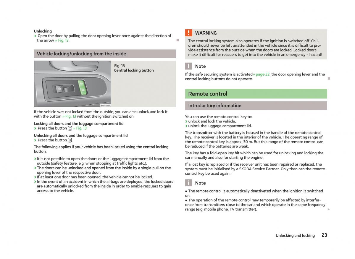 Skoda Citigo owners manual / page 25