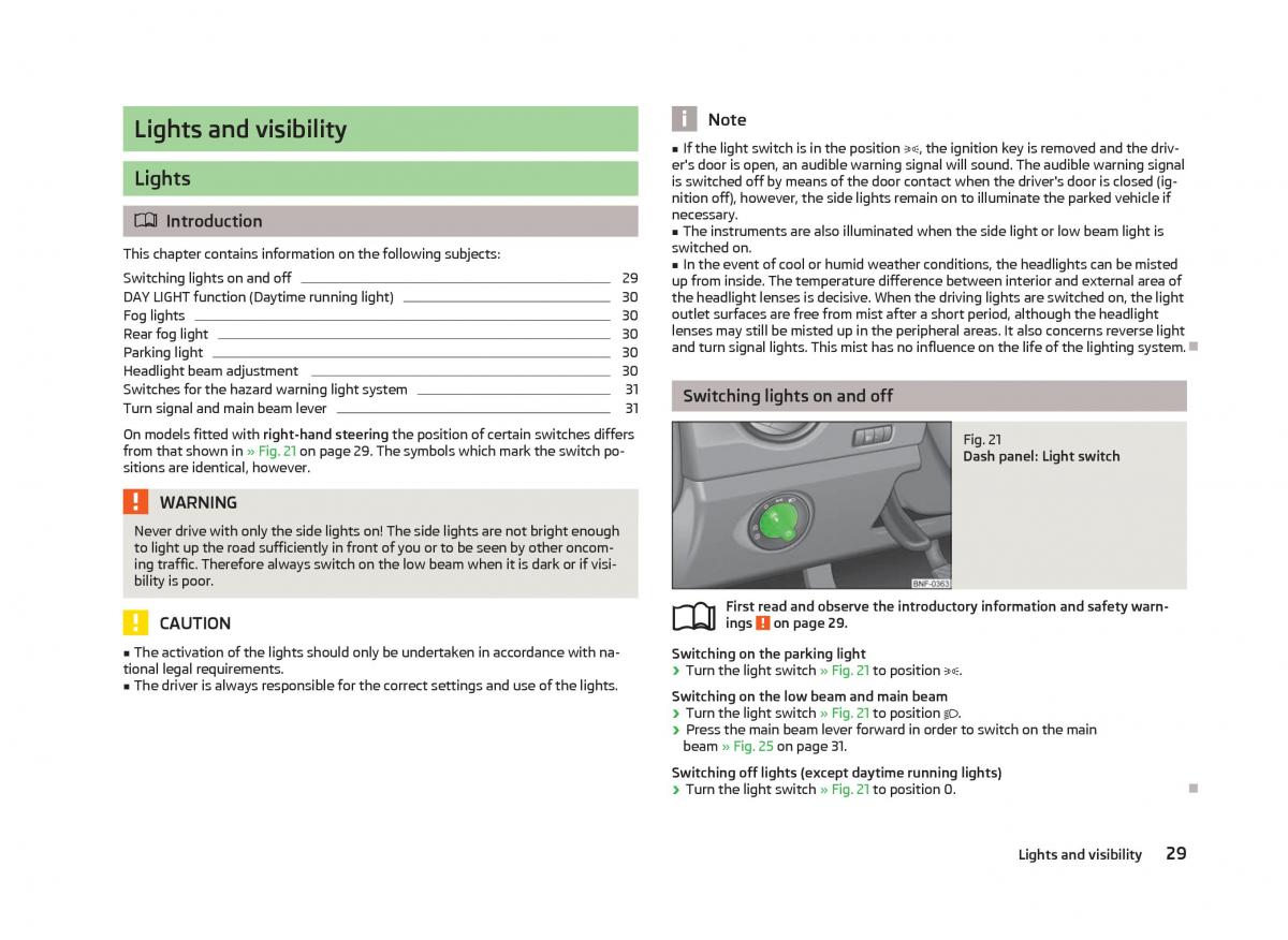 Skoda Citigo owners manual / page 31