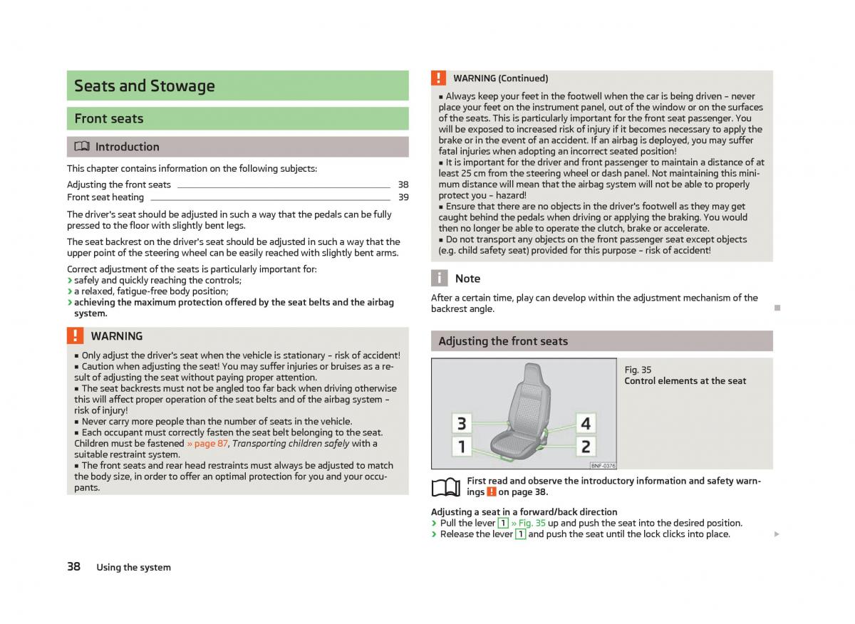 Skoda Citigo owners manual / page 40