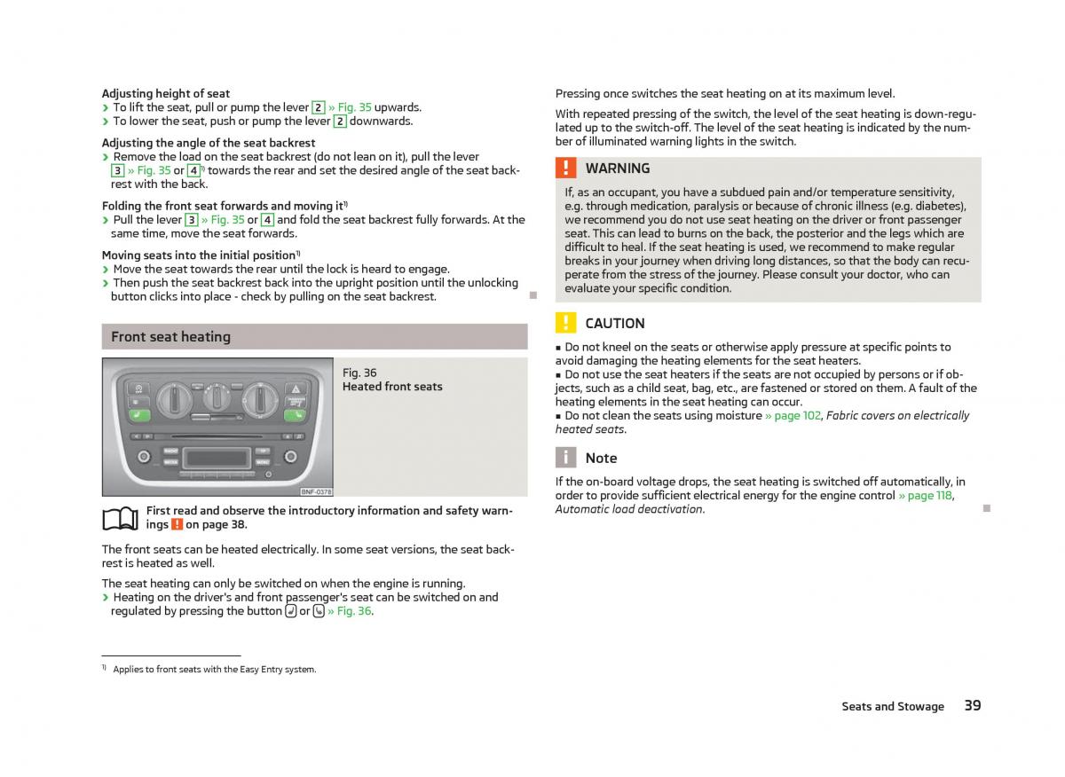 Skoda Citigo owners manual / page 41