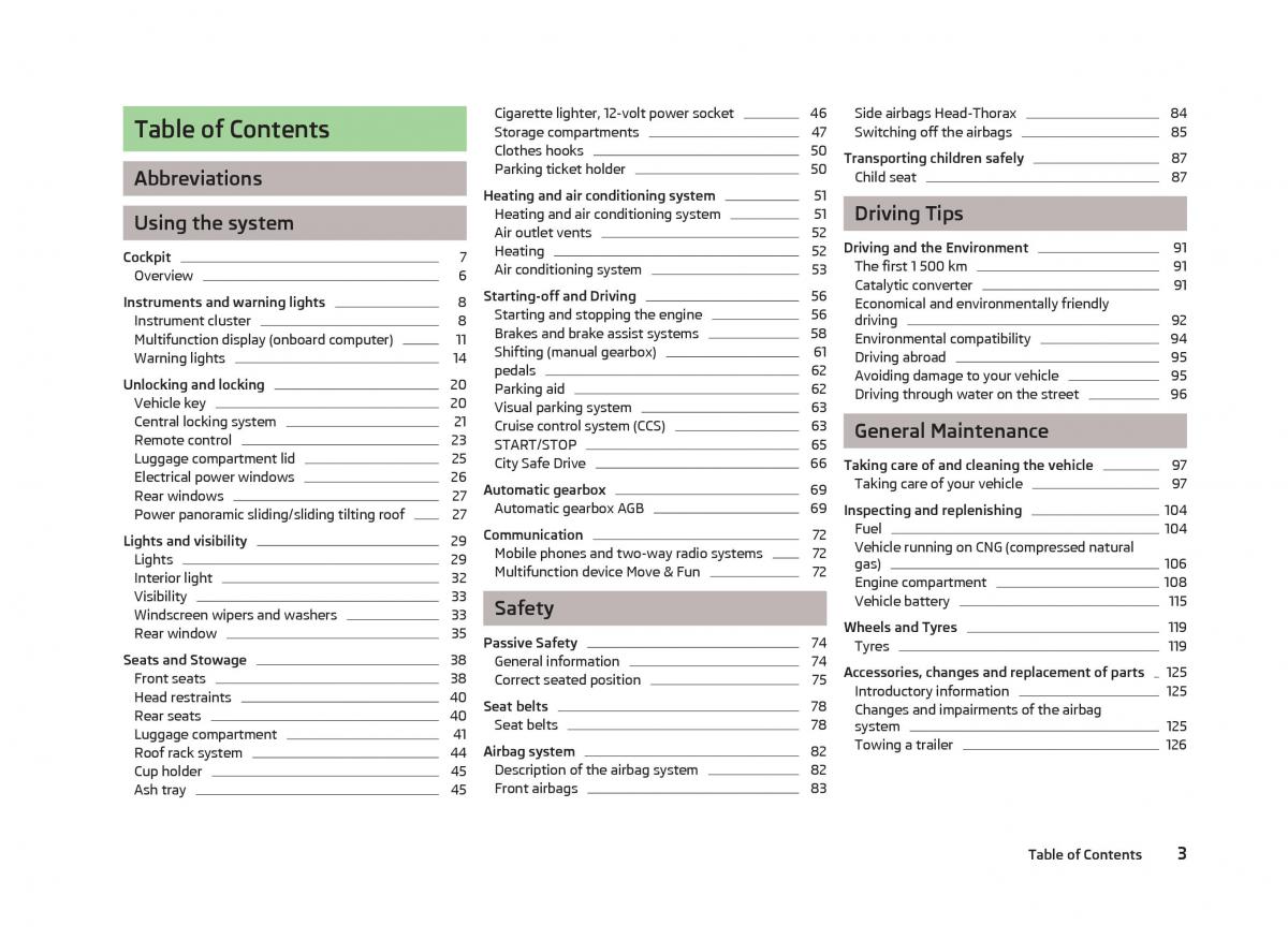 Skoda Citigo owners manual / page 5