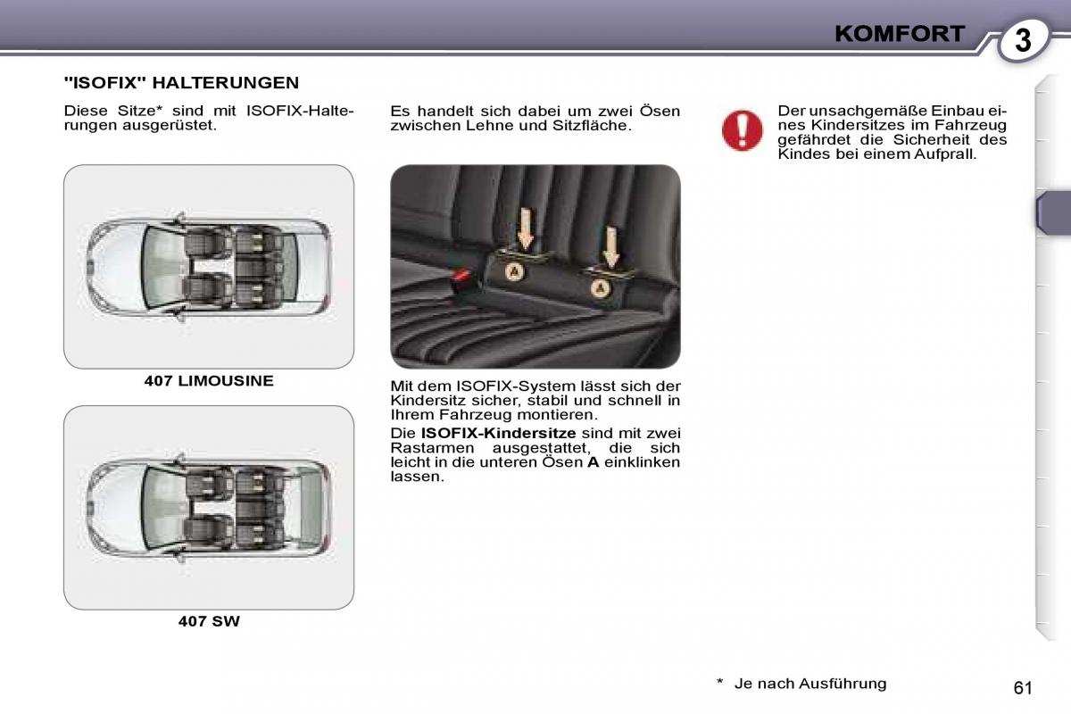 Peugeot 407 Handbuch / page 61