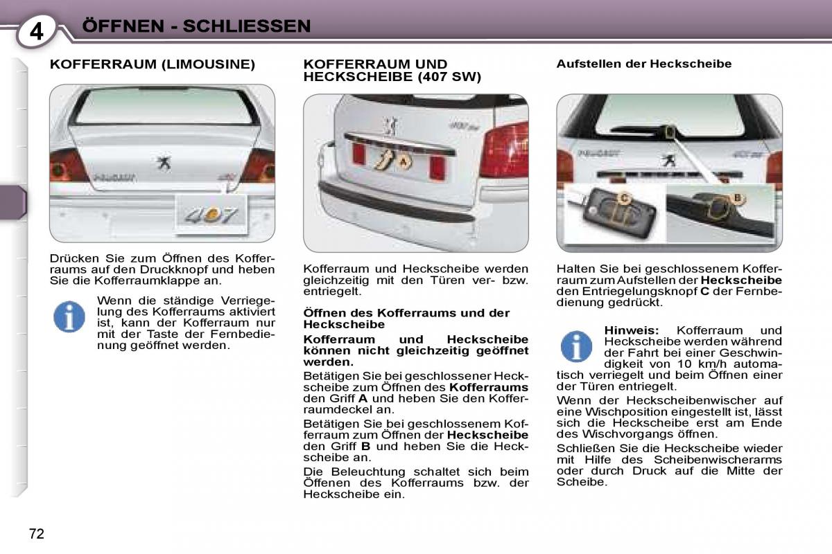 Peugeot 407 Handbuch / page 75