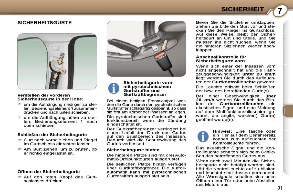 Peugeot 407 Handbuch / page 103