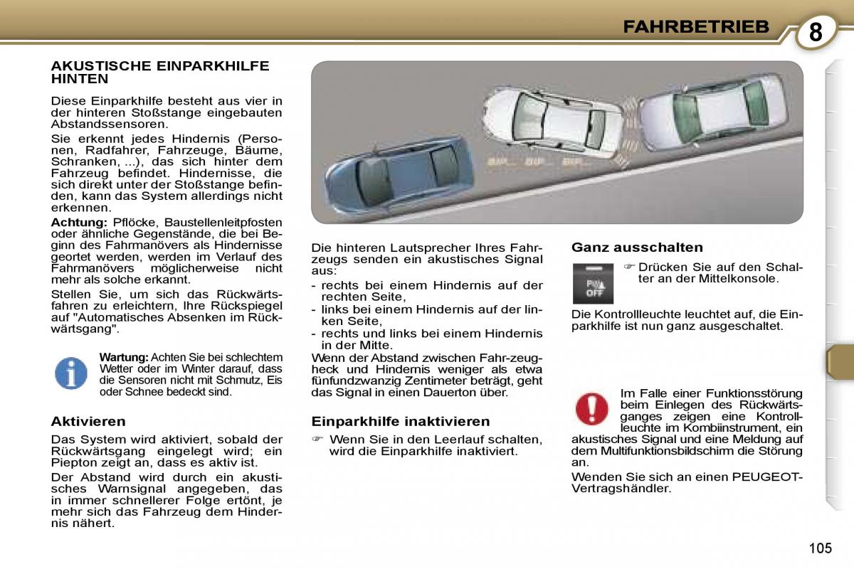 Peugeot 407 Handbuch / page 118