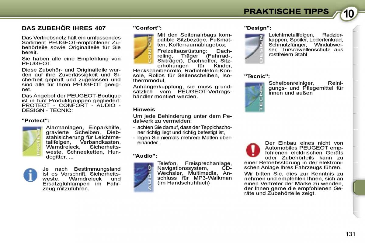 Peugeot 407 Handbuch / page 148