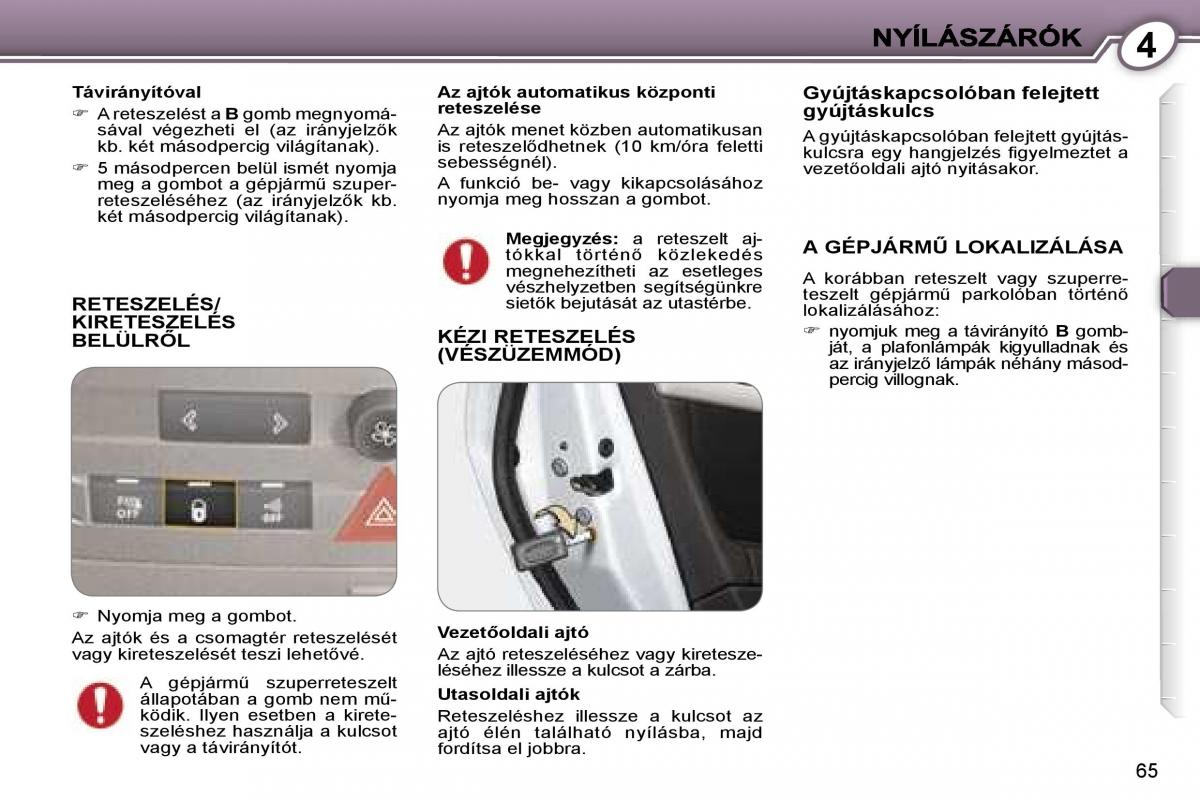 Peugeot 407 Kezelesi utmutato / page 64