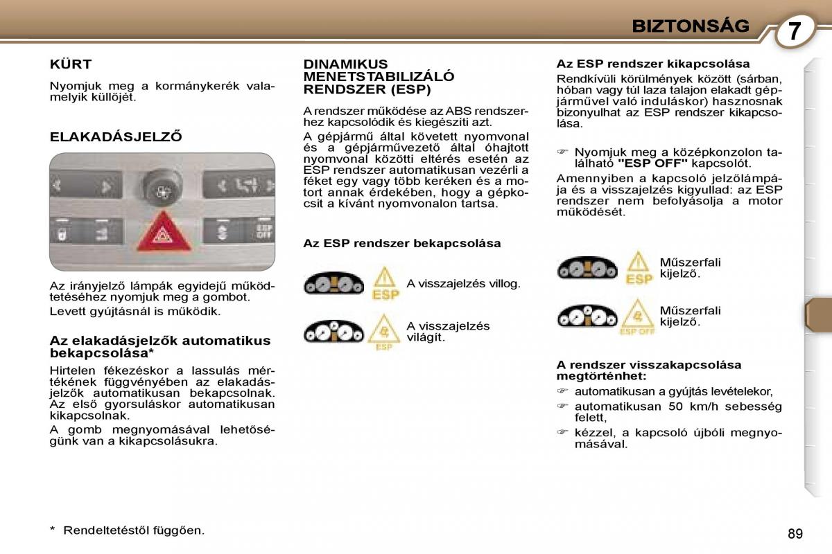 Peugeot 407 Kezelesi utmutato / page 99