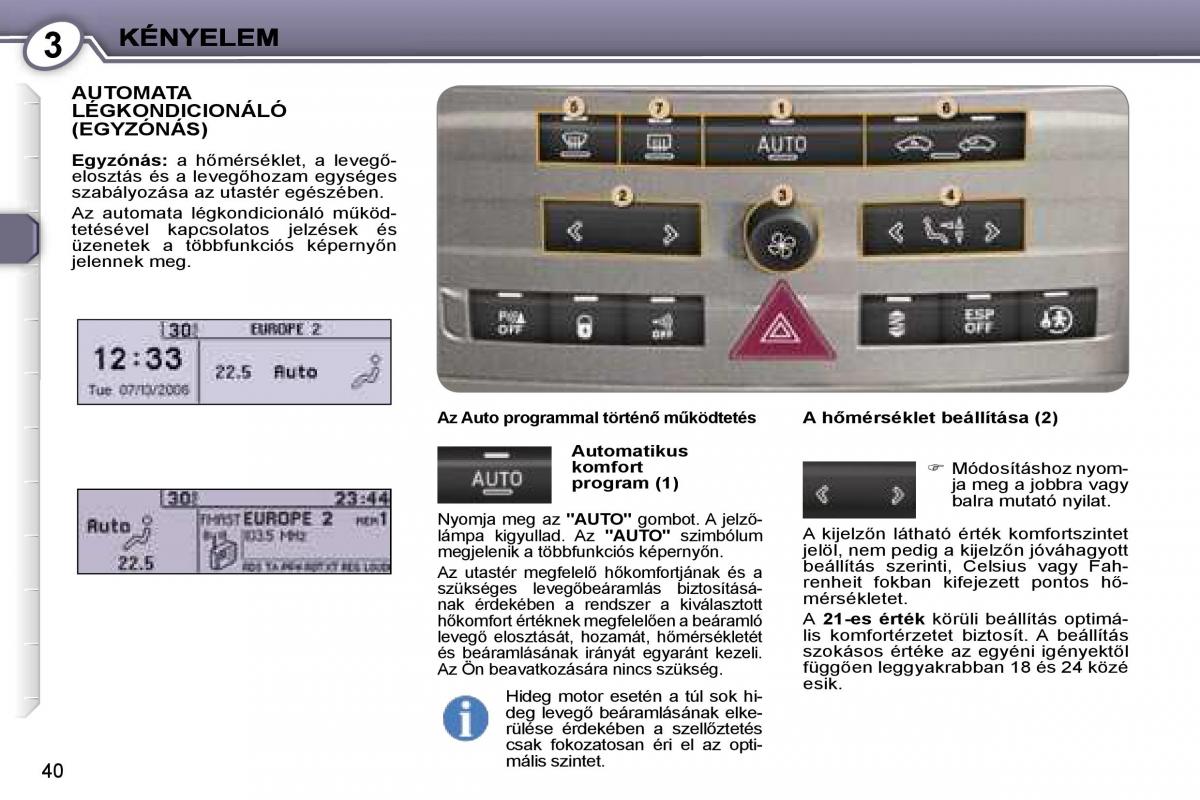 Peugeot 407 Kezelesi utmutato / page 39