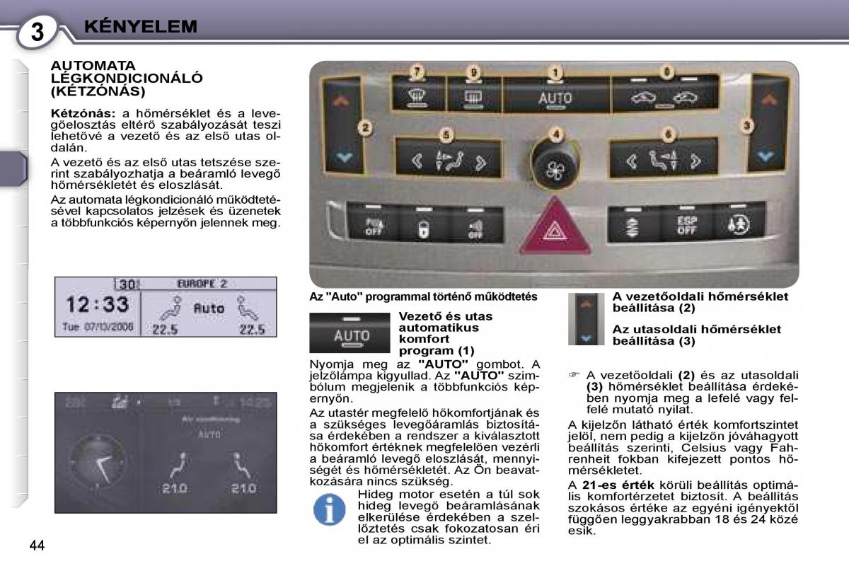 Peugeot 407 Kezelesi utmutato / page 43