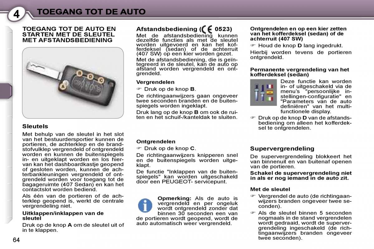 Peugeot 407 handleiding / page 63