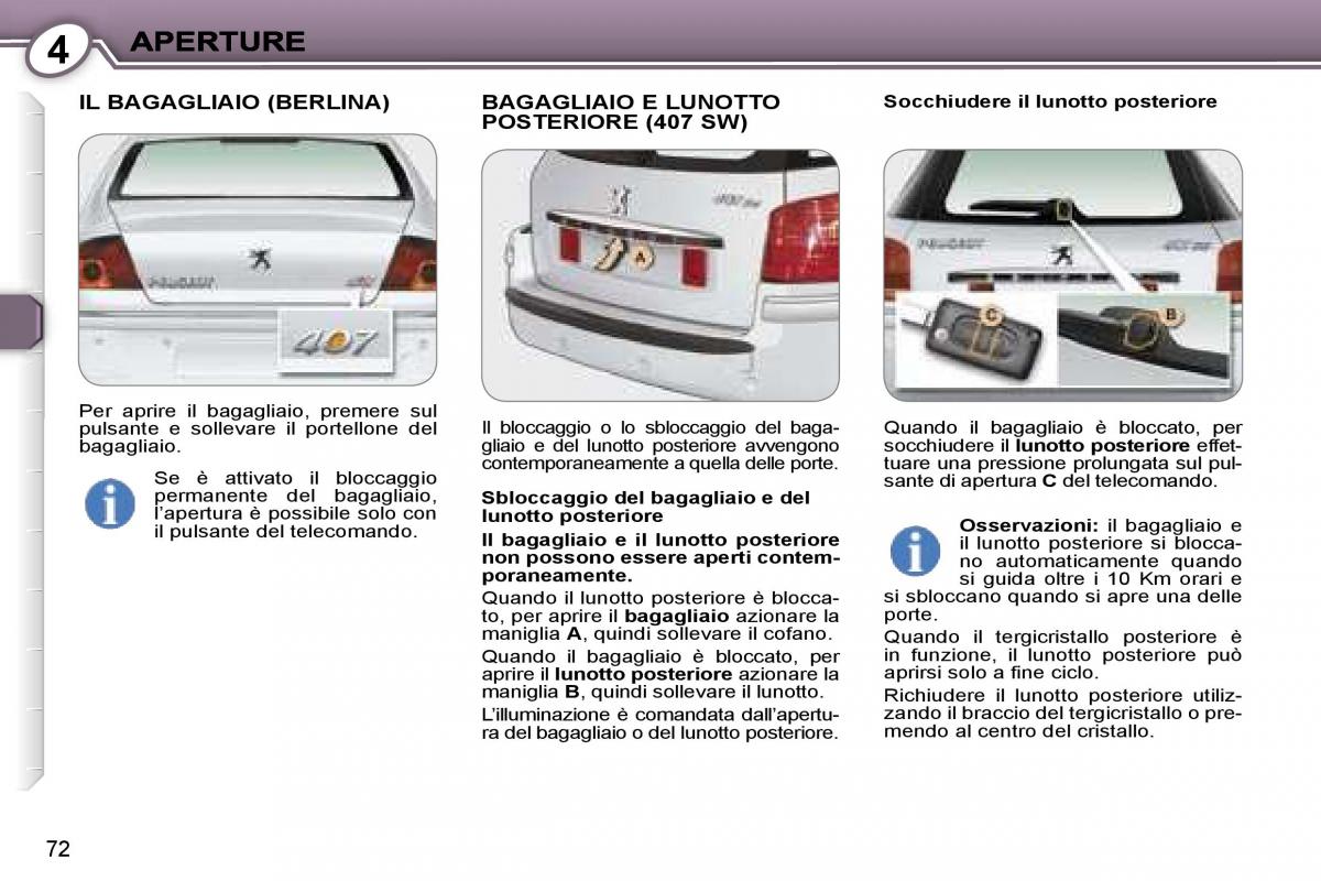 Peugeot 407 manuale del proprietario / page 74