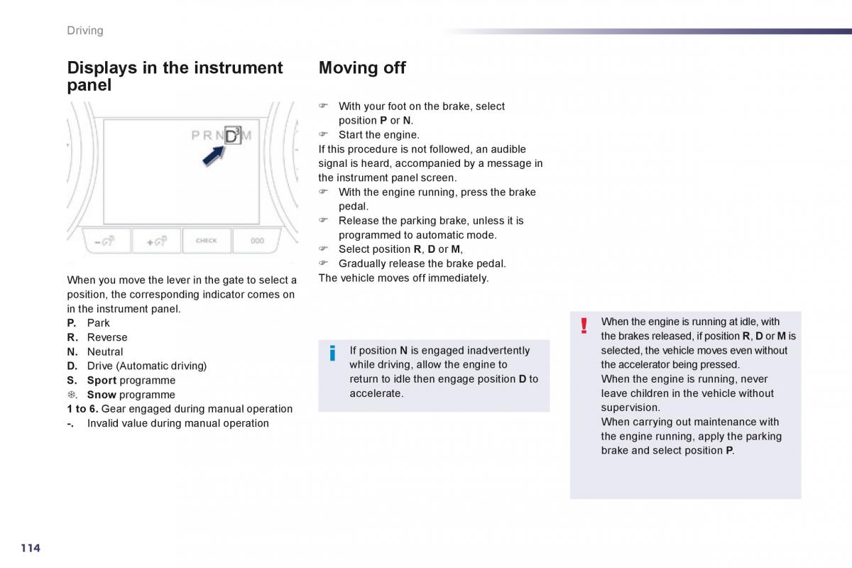 Peugeot 508 owners manual / page 116