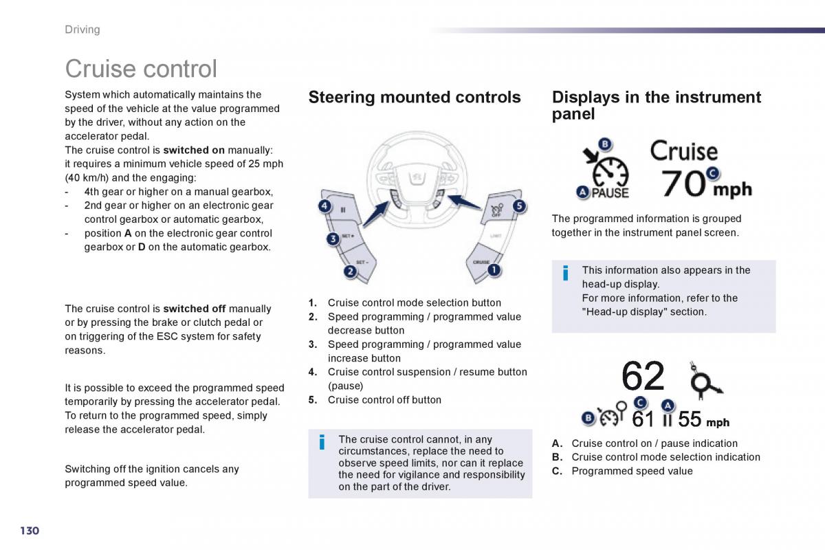 Peugeot 508 owners manual / page 132