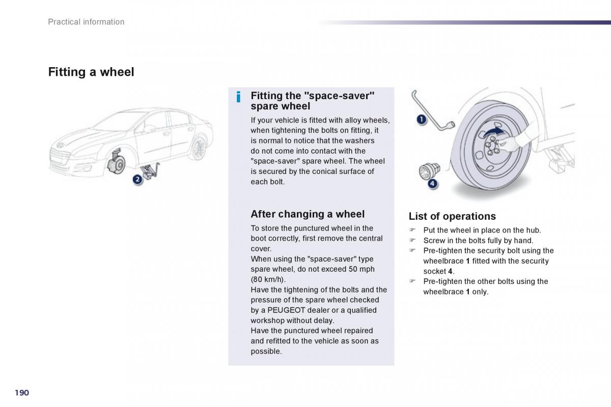 Peugeot 508 owners manual / page 192