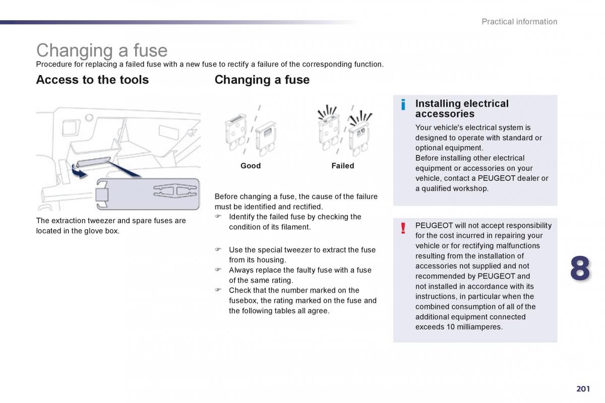 Peugeot 508 owners manual / page 203