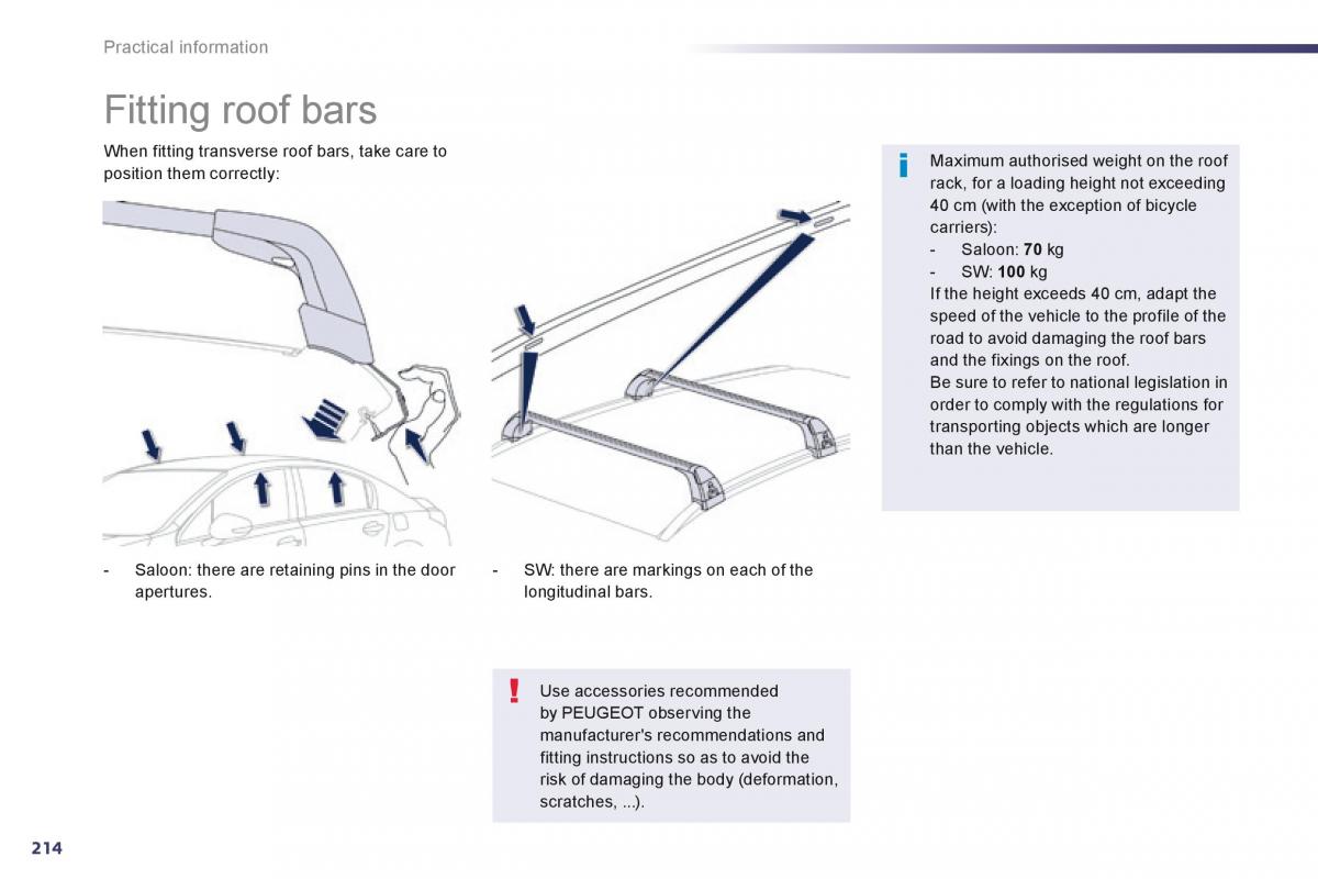 Peugeot 508 owners manual / page 216