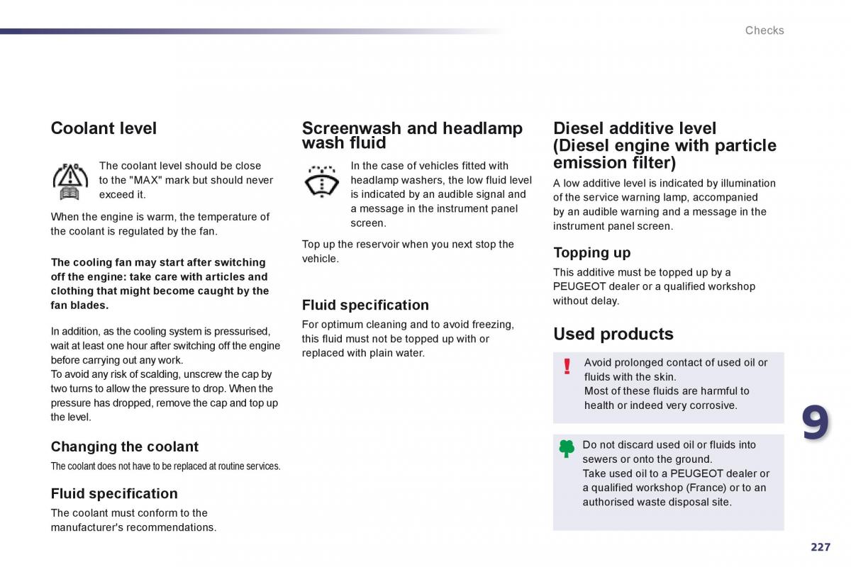 Peugeot 508 owners manual / page 229