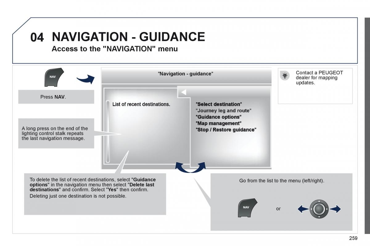 Peugeot 508 owners manual / page 261