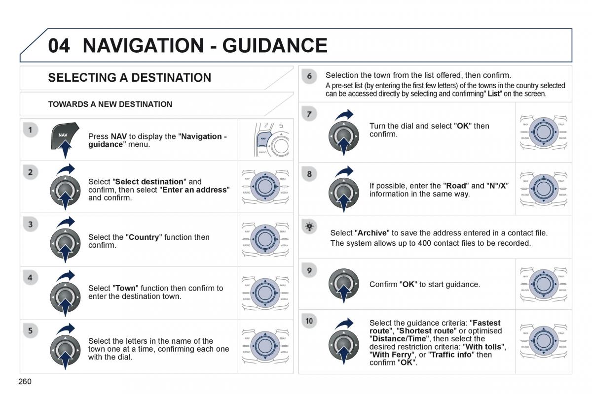 Peugeot 508 owners manual / page 262