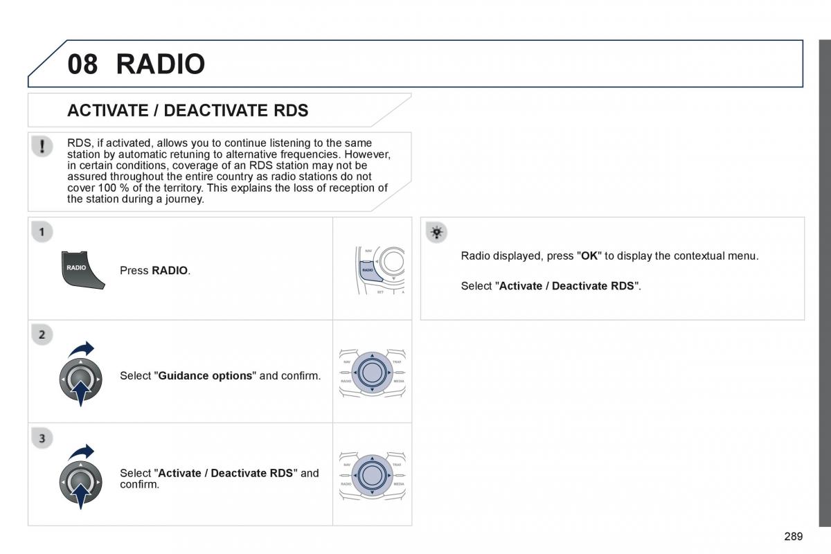 Peugeot 508 owners manual / page 291