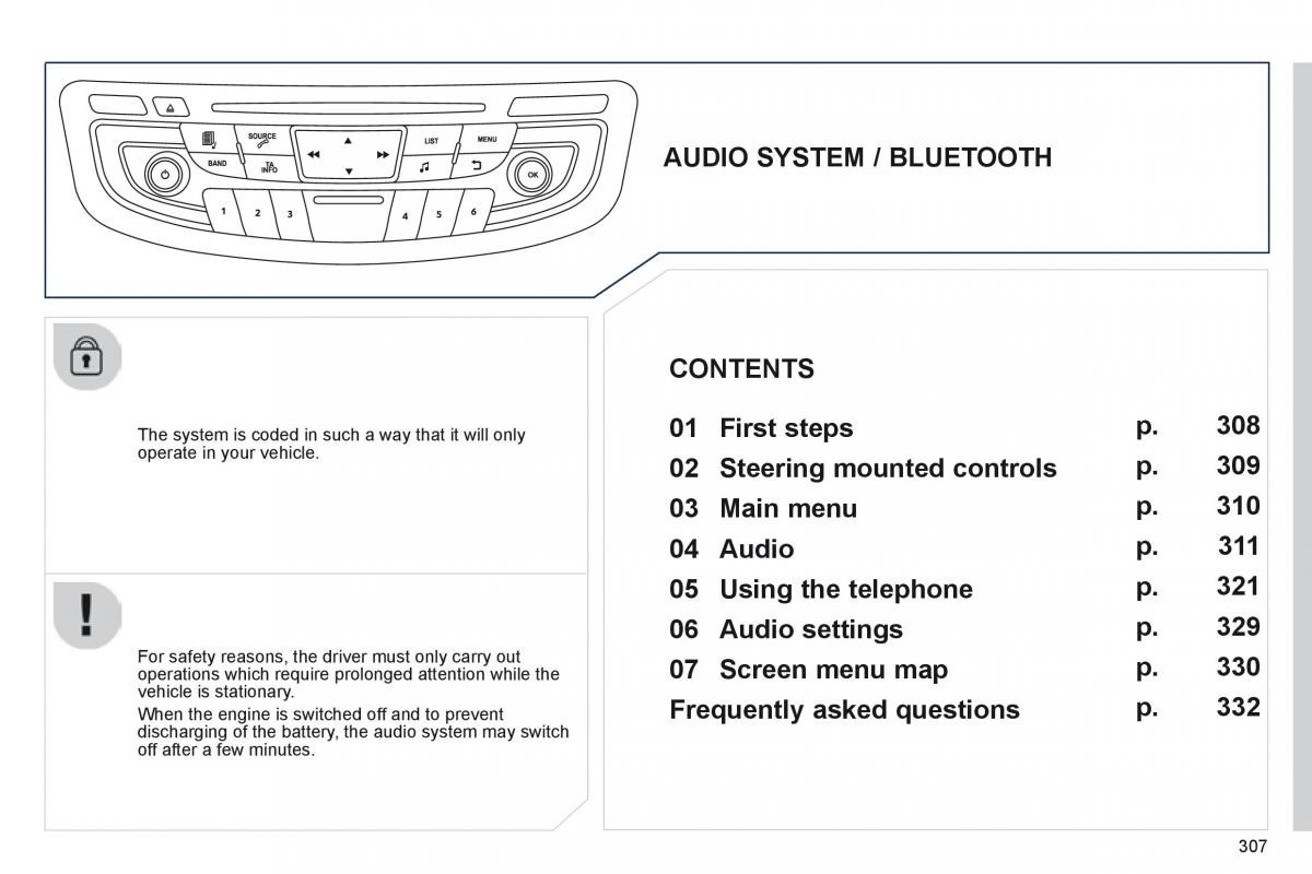 Peugeot 508 owners manual / page 309