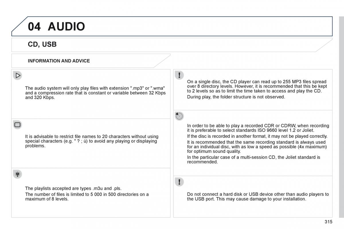 Peugeot 508 owners manual / page 317