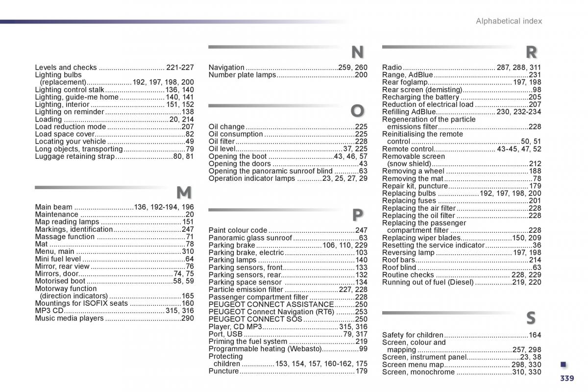 Peugeot 508 owners manual / page 341