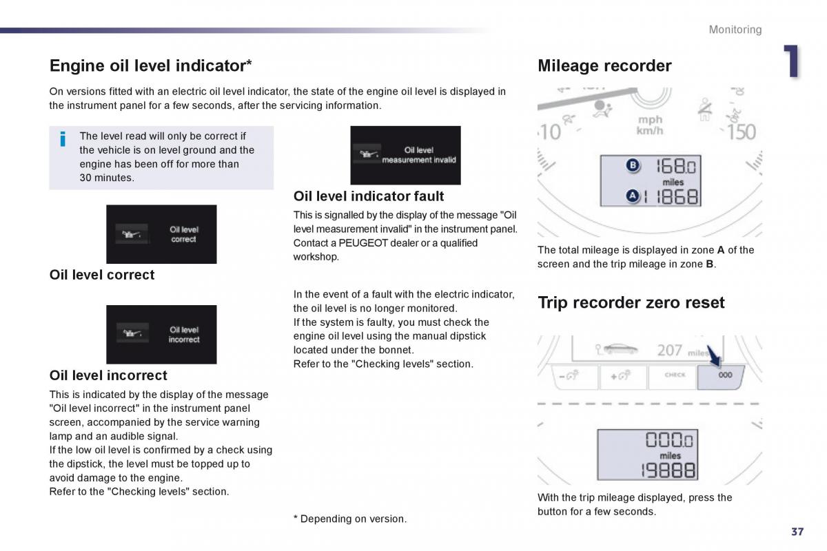 Peugeot 508 owners manual / page 39