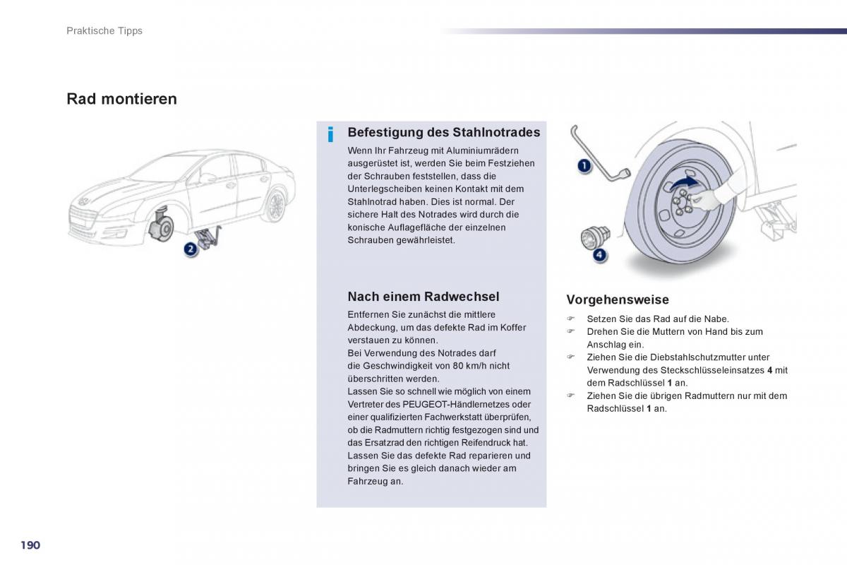 Peugeot 508 Handbuch / page 192