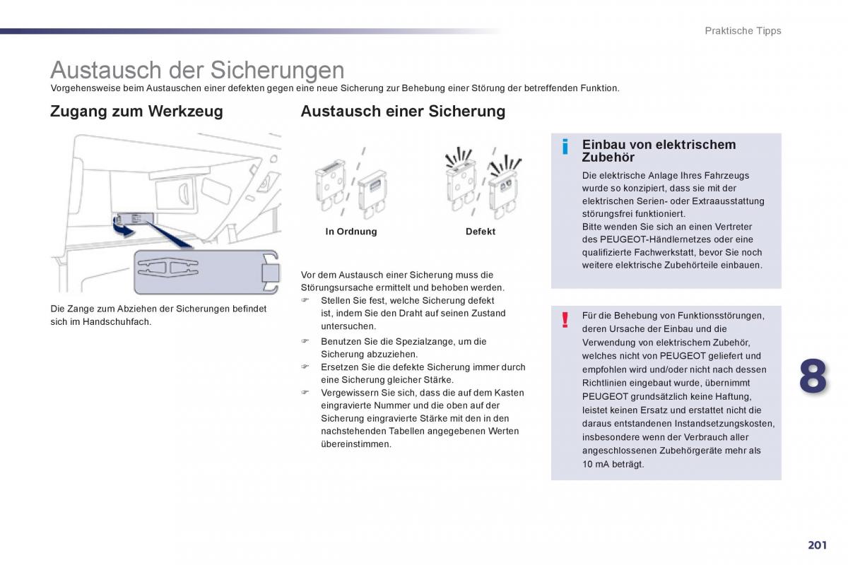 Peugeot 508 Handbuch / page 203