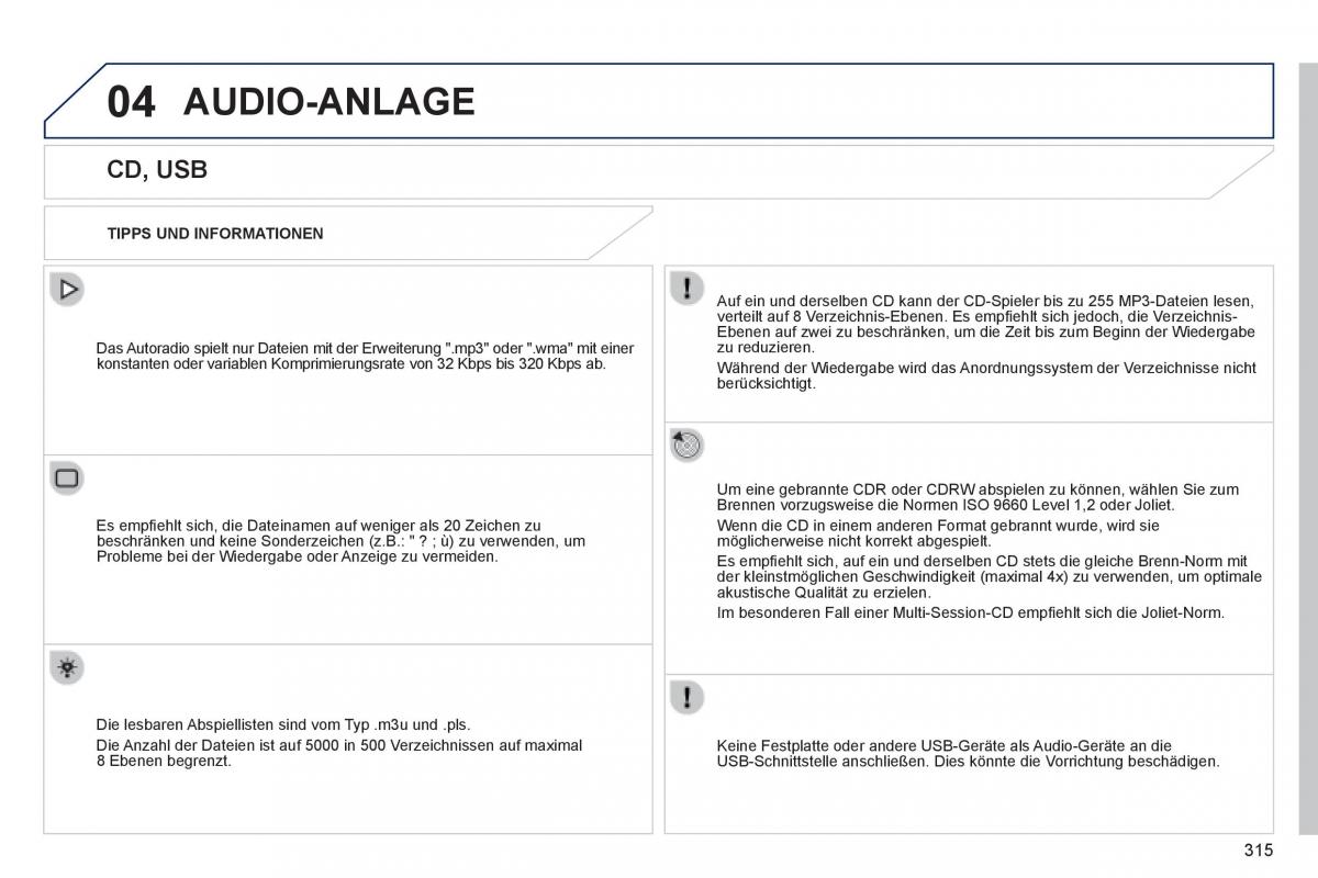 Peugeot 508 Handbuch / page 317