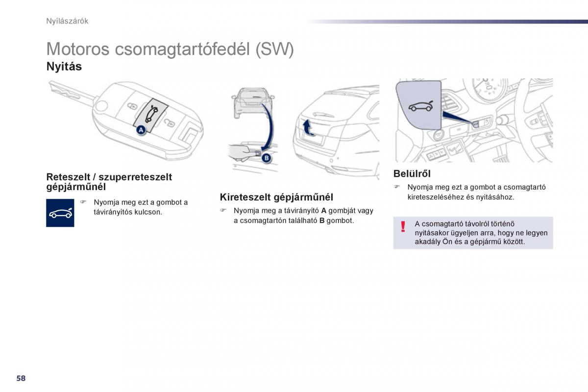 Peugeot 508 Kezelesi utmutato / page 60