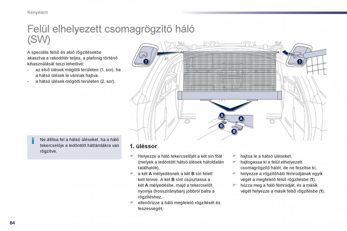 Peugeot 508 Kezelesi utmutato / page 86