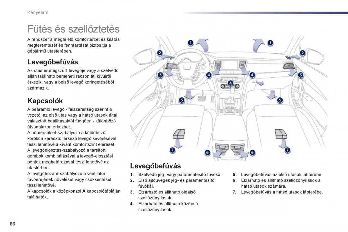 Peugeot 508 Kezelesi utmutato / page 88