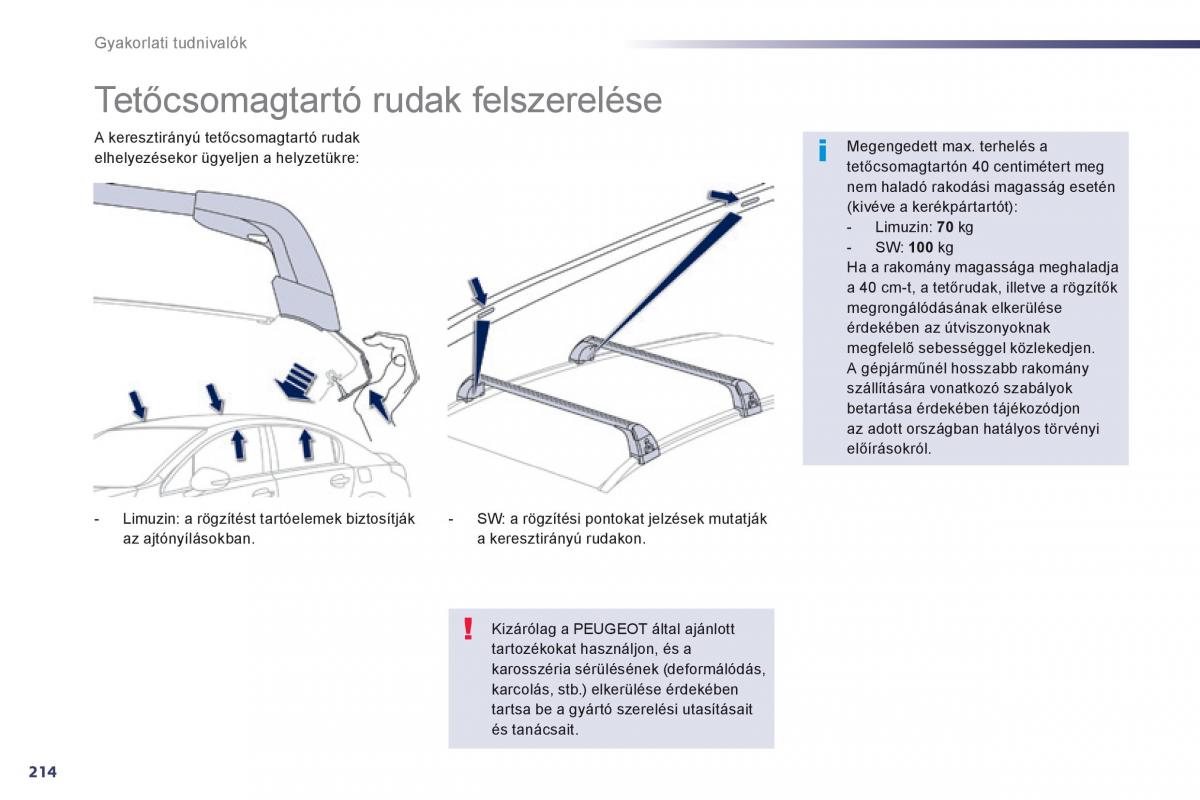 Peugeot 508 Kezelesi utmutato / page 216