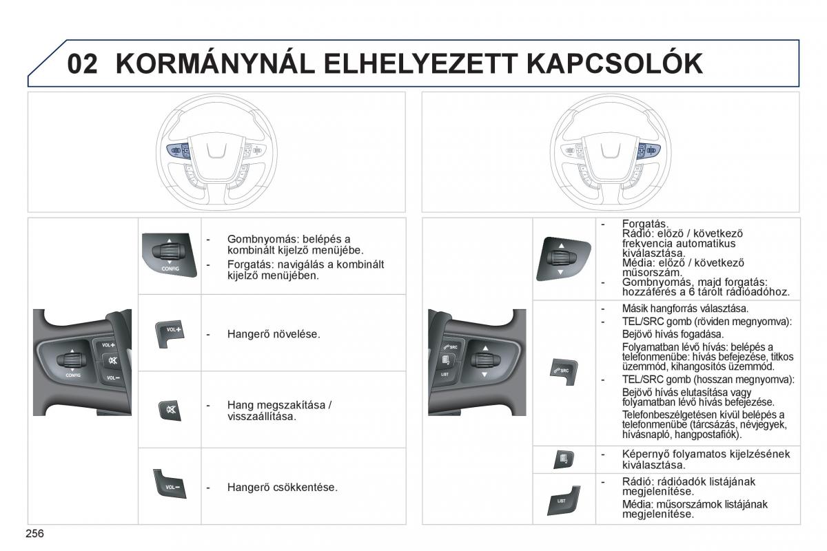 Peugeot 508 Kezelesi utmutato / page 258