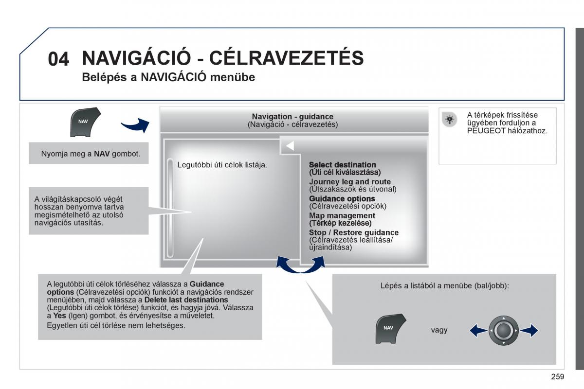 Peugeot 508 Kezelesi utmutato / page 261