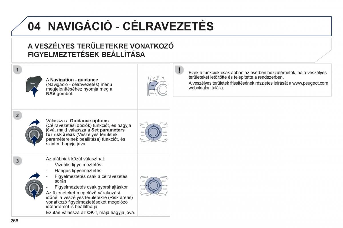 Peugeot 508 Kezelesi utmutato / page 268