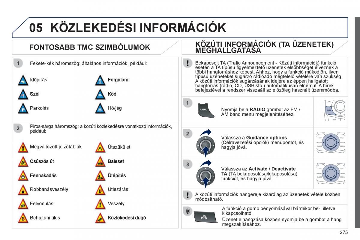 Peugeot 508 Kezelesi utmutato / page 277