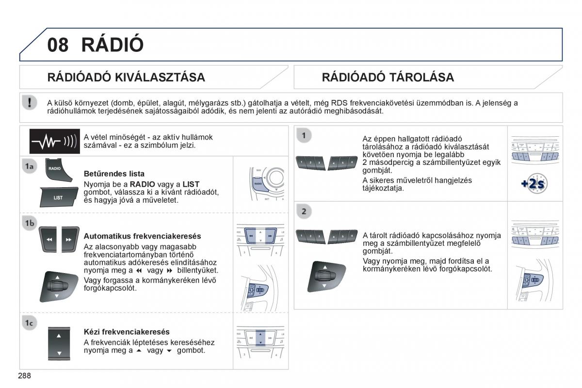 Peugeot 508 Kezelesi utmutato / page 290