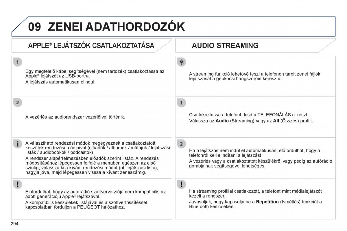 Peugeot 508 Kezelesi utmutato / page 296