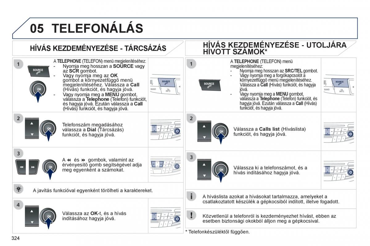 Peugeot 508 Kezelesi utmutato / page 326