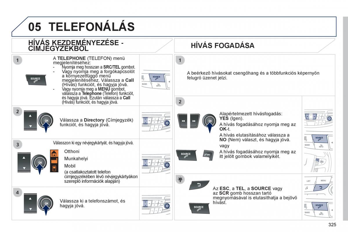 Peugeot 508 Kezelesi utmutato / page 327