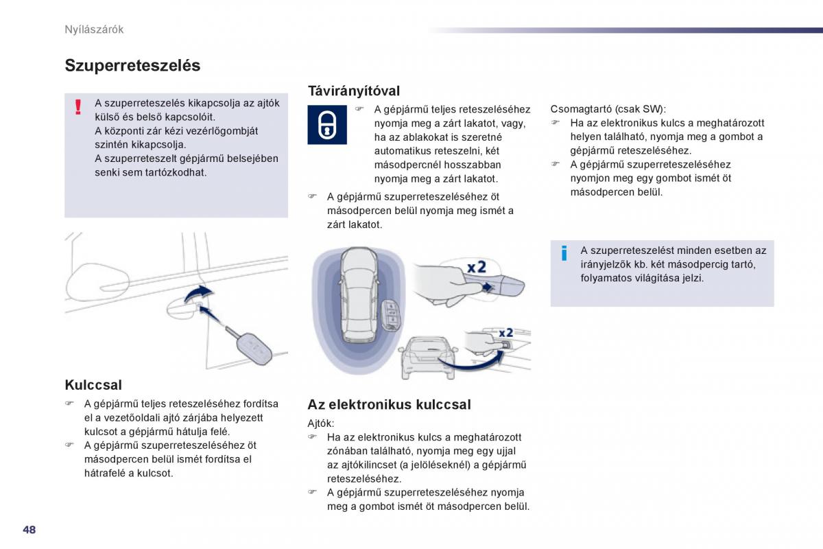 Peugeot 508 Kezelesi utmutato / page 50