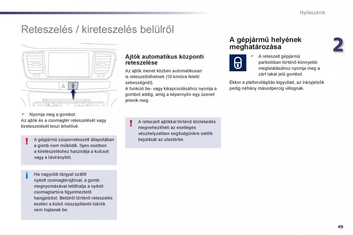 Peugeot 508 Kezelesi utmutato / page 51