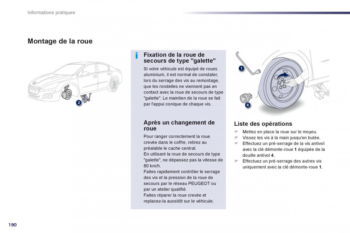 Peugeot 508 manuel du proprietaire / page 192