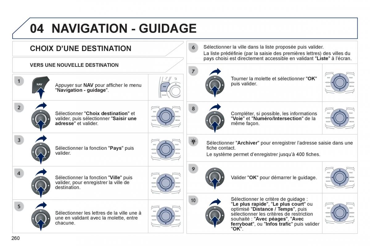 Peugeot 508 manuel du proprietaire / page 262